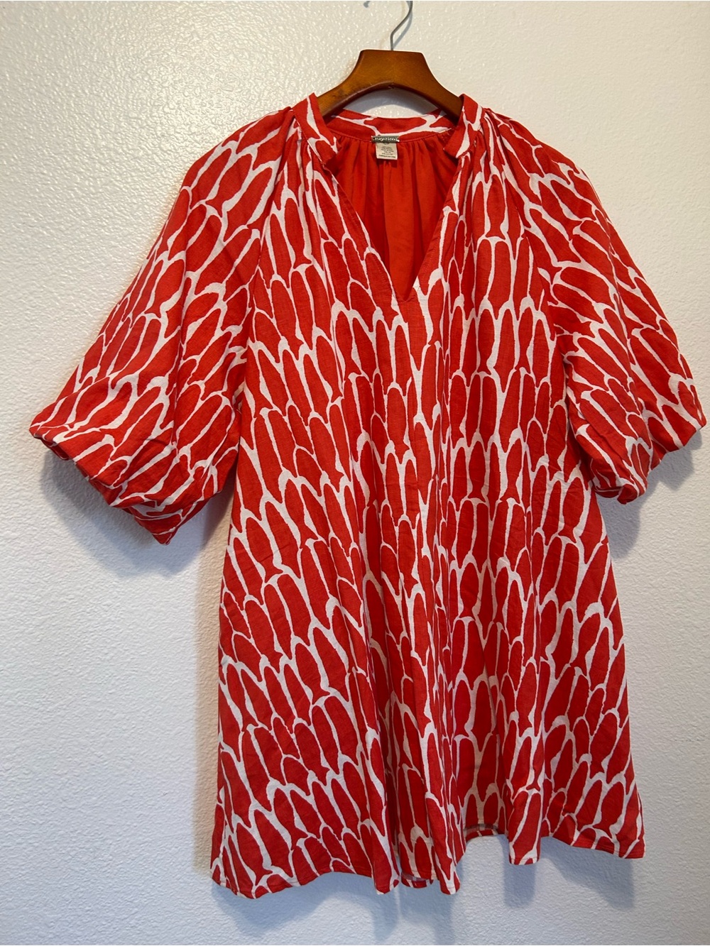 Magaschoni Coral and White Printed Mini Dress